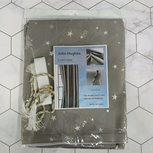 Jolin Hughes Curtains Grey Star Cut-Out Blackout Curtains Sheer Curtain Mix and Match Curtain