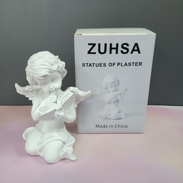 ZUHSA Statuettes of plaster Sculpture Reading Angel Sculpture Miniature Statue Home Decoration 