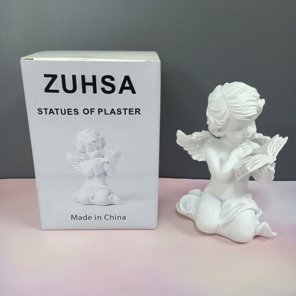 ZUHSA Statuettes of plaster Sculpture Reading Angel Sculpture Miniature Statue Home Decoration 