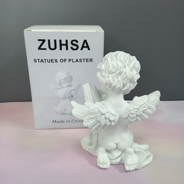 ZUHSA Statuettes of plaster Sculpture Reading Angel Sculpture Miniature Statue Home Decoration 