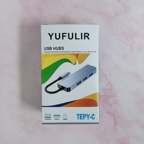 YUFULIR USB Hub, 4-Port USB 3.0 Hub Ultra-Slim Data USB Splitter Charging Supported 