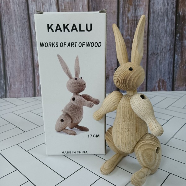 KAKALU Works of art of wood Statues for Home Decor,Creative Cute Wooden Joint Rabbit 