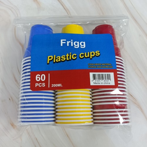 Frigg plastic cups Disposable Party Plastic Cups [60 Pack] Assorted Colors Drinking Cups