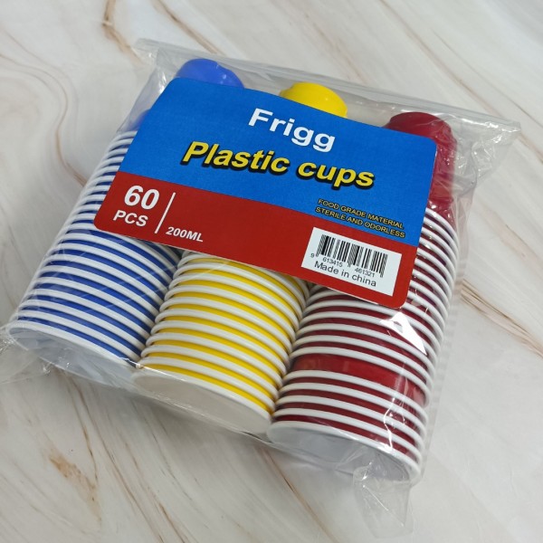 Frigg plastic cups Disposable Party Plastic Cups [60 Pack] Assorted Colors Drinking Cups